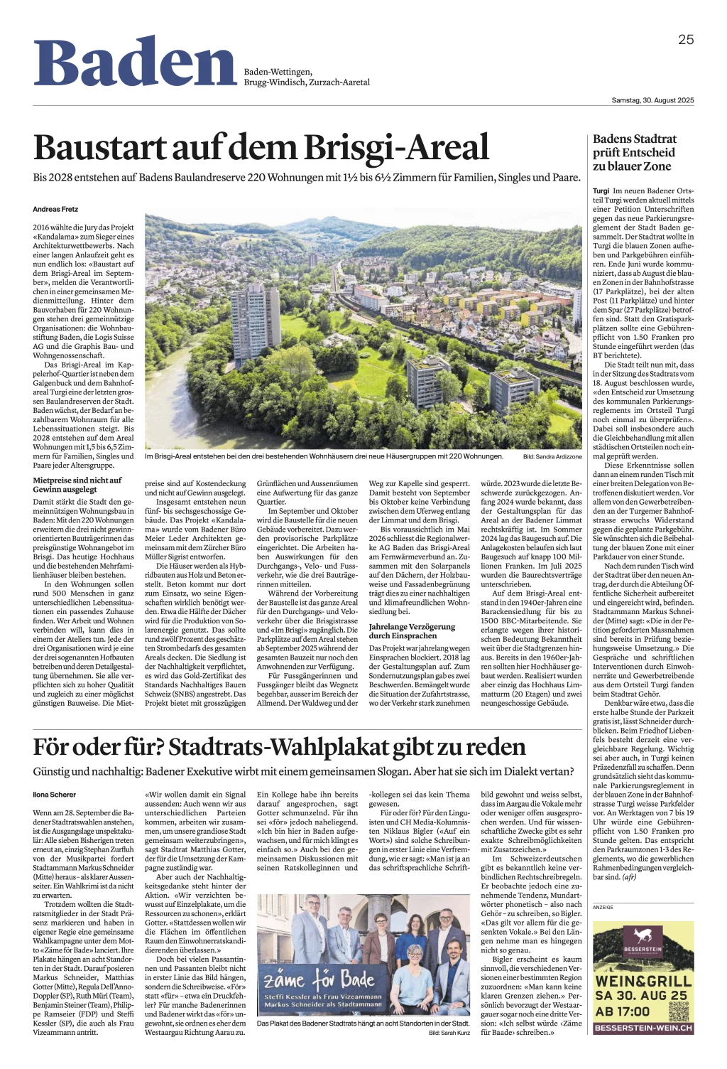 Baustart Badener Tagblatt 20250830 Seite 25