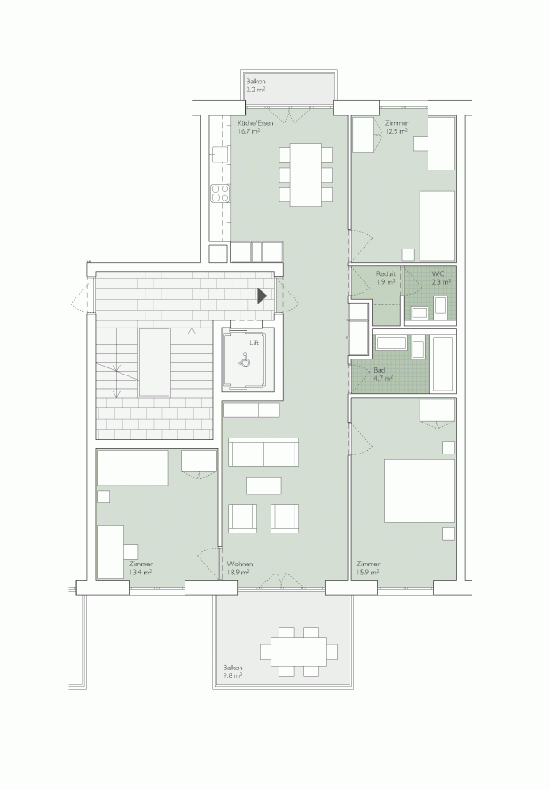 Wohnungstyp A4 Farbe 100