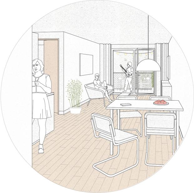 Wohnbereich in der 3 ZI WHG FUCHUR