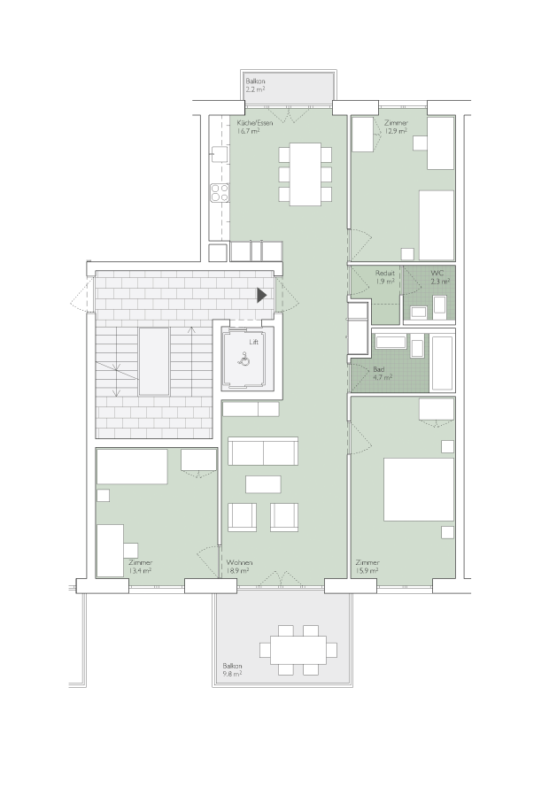 Wohnungstyp A4 Farbe 100